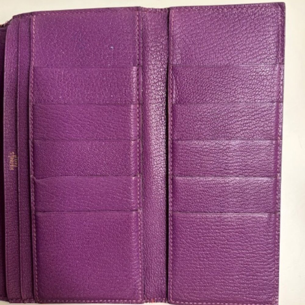 🎆HERMES BEARN DUPRI-EPSOM LEATHER TRI-FOLD LONG WALLET - Picture 7 of 12